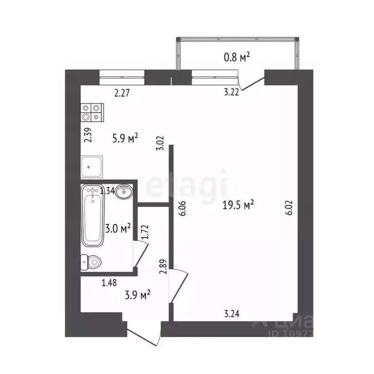 1-к кв. Башкортостан, Стерлитамак просп. Октября, 9 (32.3 м) - Фото 2