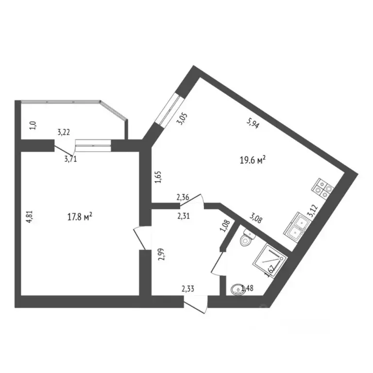 1-к кв. Тюменская область, Тюмень Амурская ул., 39 (47.7 м) - Фото 2