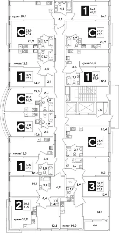 Студия Краснодарский край, Краснодар ул. Ивана Беличенко, 92к4 (27.6 ... - Фото 1