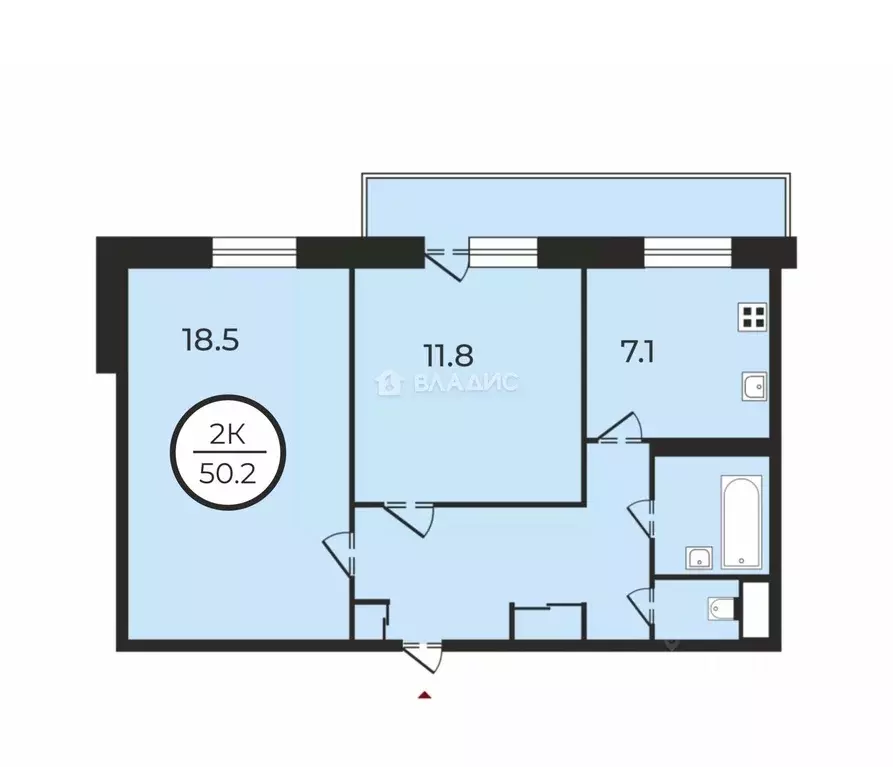 2-к кв. Липецкая область, Липецк ул. Доватора, 8 (50.2 м) - Фото 2