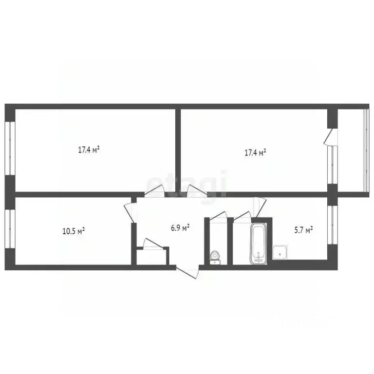 3-к кв. Кемеровская область, Мыски Юбилейный бул., 4 (62.0 м) - Фото 1