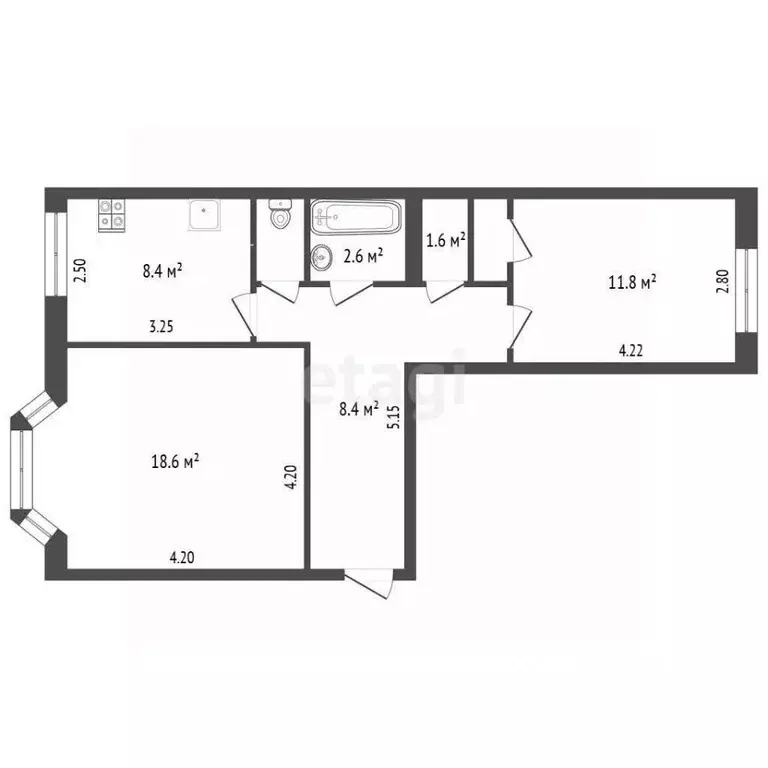 2-к кв. Ямало-Ненецкий АО, Новый Уренгой Юбилейный мкр, 5/2 (56.7 м) - Фото 1