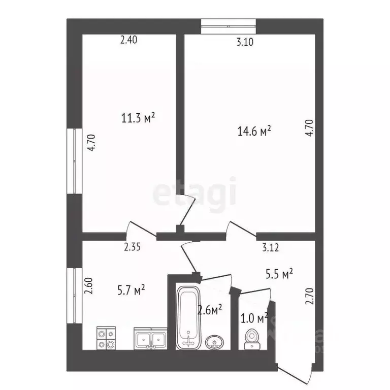 2-к кв. Ростовская область, Батайск ул. Мира, 195 (39.7 м) - Фото 1