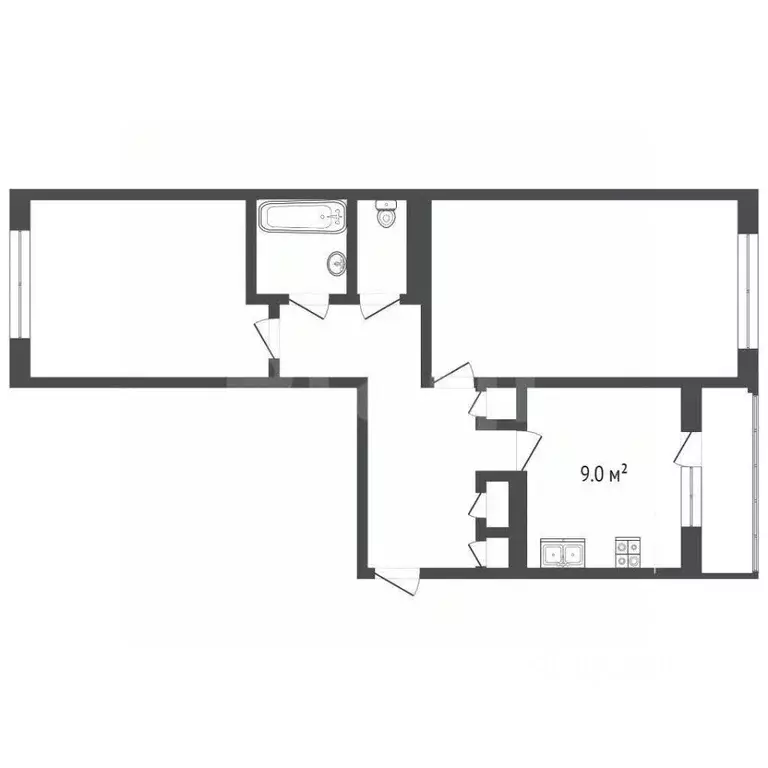 2-к кв. Псковская область, Псков Юбилейная ул., 51 (53.2 м) - Фото 2
