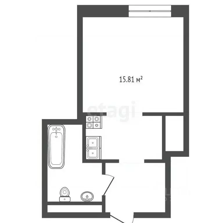 Студия Тюменская область, Тюмень ул. Фармана Салманова, 15 (24.0 м) - Фото 1