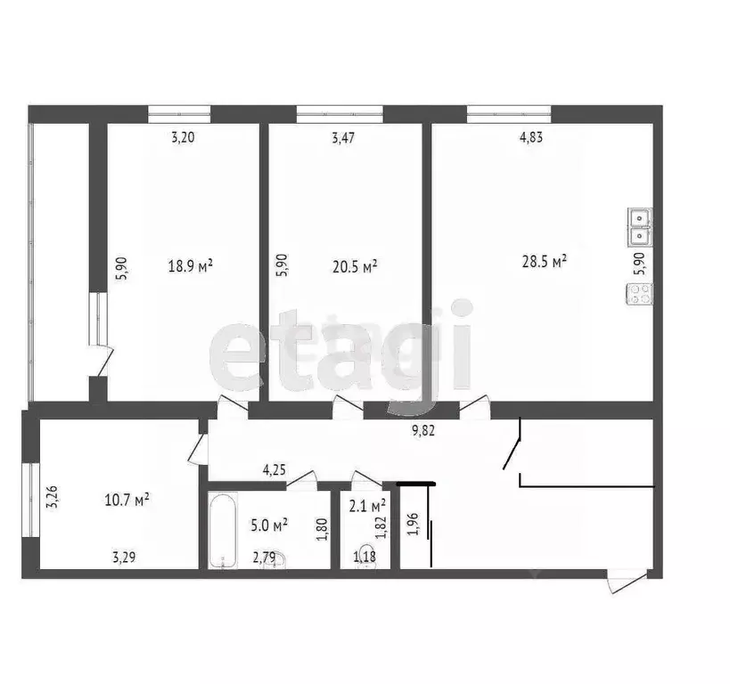 3-к кв. Архангельская область, Котлас просп. Мира, 48А (109.4 м) - Фото 1