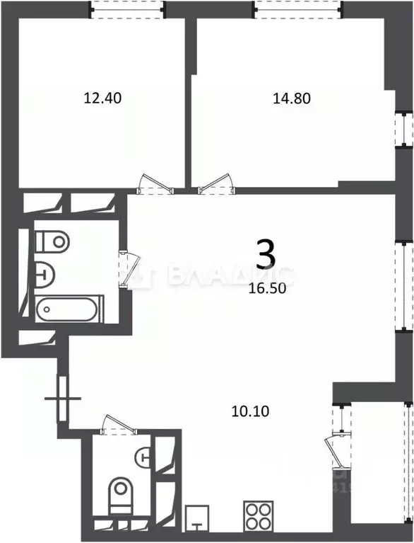 3-к кв. Москва Кусковская ул., 12/1 (69.1 м) - Фото 2