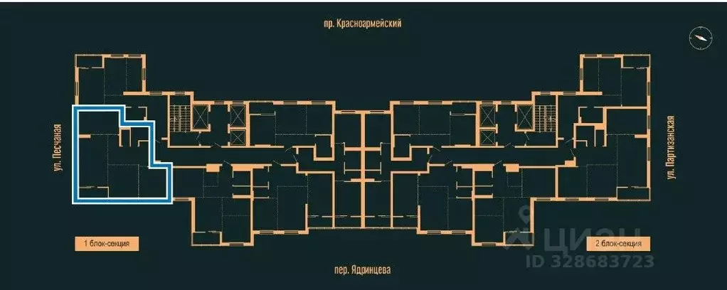 3-к кв. Алтайский край, Барнаул Красноармейский просп., 61Б (82.7 м) - Фото 1