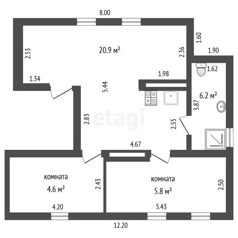 2-комнатная квартира: Калининград, улица Виктора Талалихина, 16 (62 м) - Фото 0