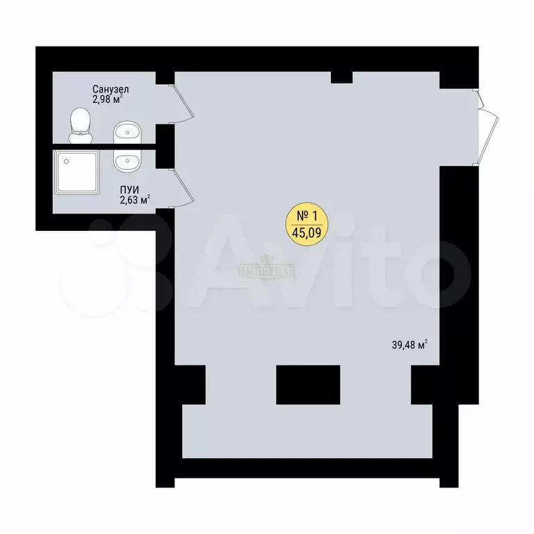 Продам помещение свободного назначения, 45.09 м - Фото 0