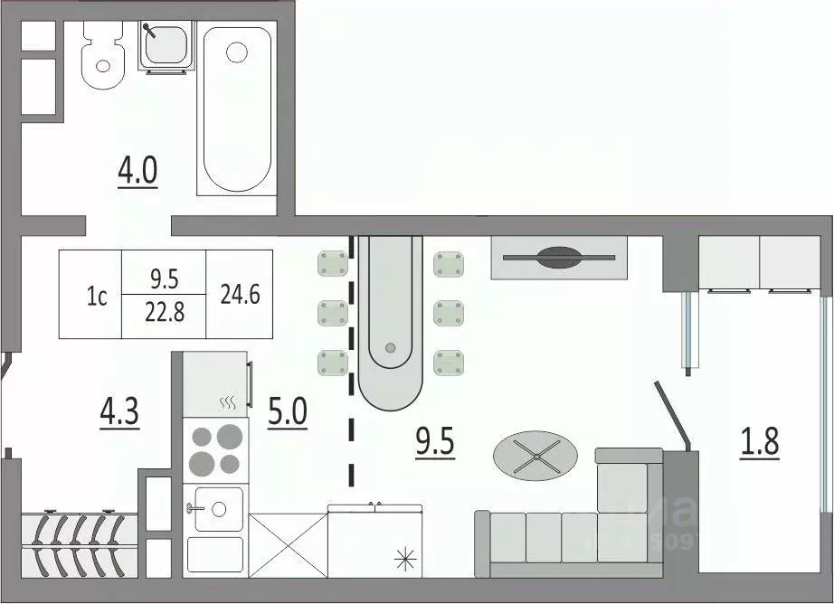 1-к кв. Оренбургская область, Оренбург ул. Автомобилистов, 13 (25.5 м) - Фото 2