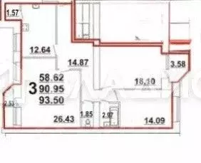 3-к кв. Татарстан, Казань ул. Зур Урам, 1Кк5 (91.5 м) - Фото 1