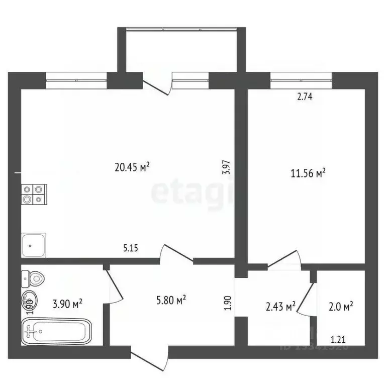1-к кв. Ульяновская область, Ульяновск Молочный пер., 12А (46.1 м) - Фото 1