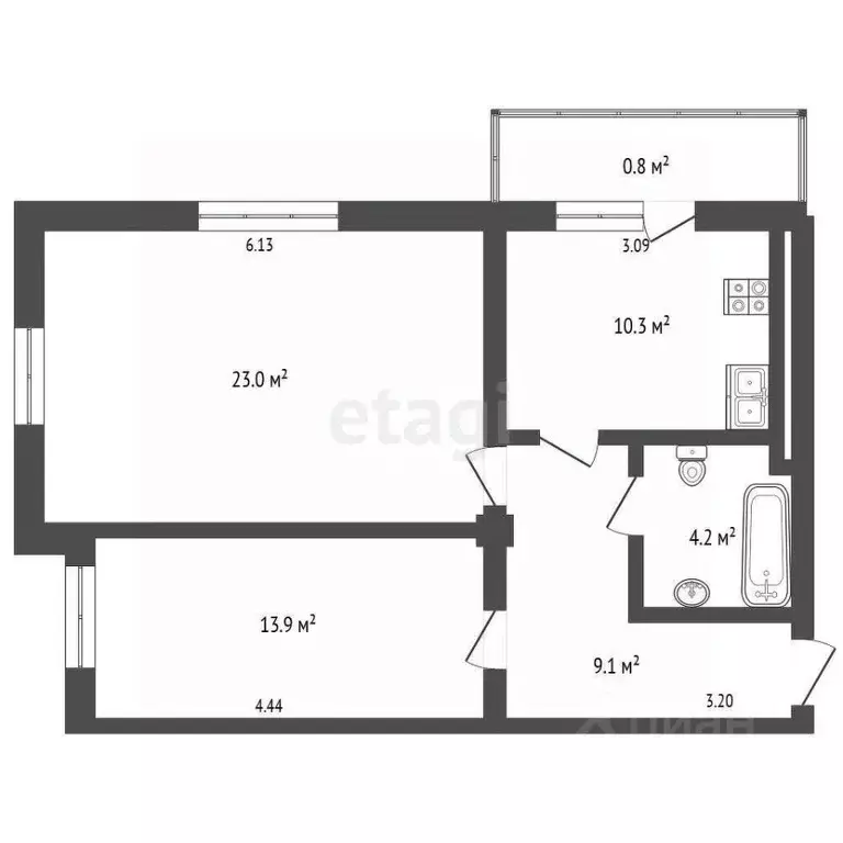 2-к кв. Калининградская область, Светлогорск ул. Гоголя, 6А (61.3 м) - Фото 2