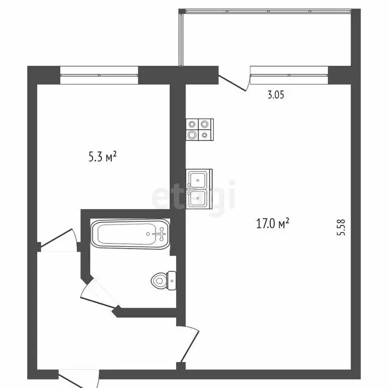 1-комнатная квартира: Петропавловск-Камчатский, улица Автомобилистов, ... - Фото 0