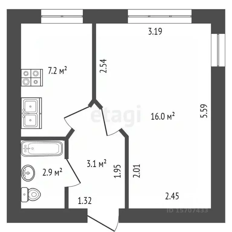 1-к кв. Санкт-Петербург просп. Ветеранов, 151К1 (28.8 м) - Фото 1