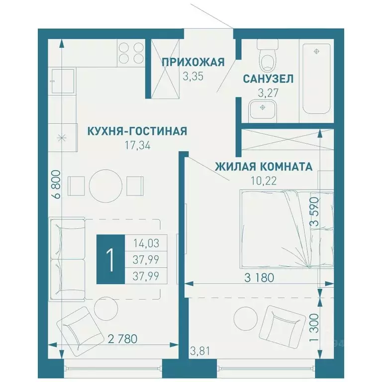 1-к кв. Краснодарский край, Краснодар пос. Березовый, Витаминкомбинат ... - Фото 0