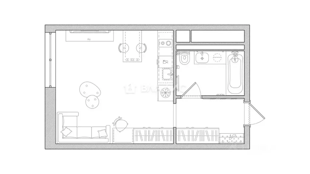 Студия Москва ул. Годовикова, 11к3 (28.1 м) - Фото 1