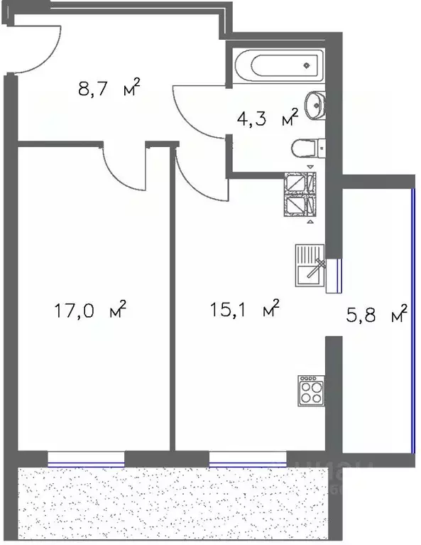 1-к кв. Самарская область, Самара Осетинская ул., 34 (49.55 м) - Фото 0
