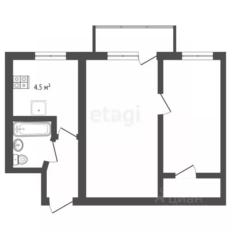 2-к кв. Крым, Феодосия муниципальный округ, Орджоникидзе пгт ул. ... - Фото 2