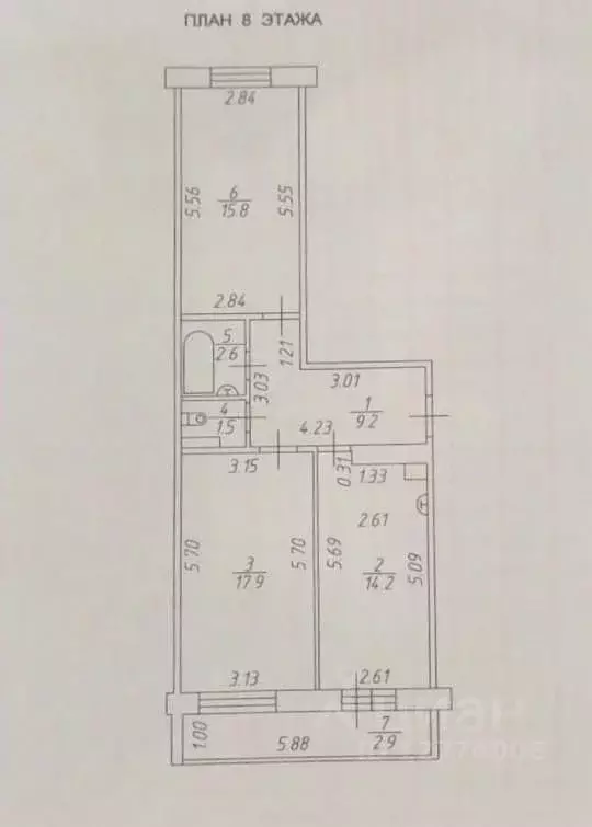 2-к кв. Татарстан, Набережные Челны ул. Авангардная, 41 (64.1 м) - Фото 2