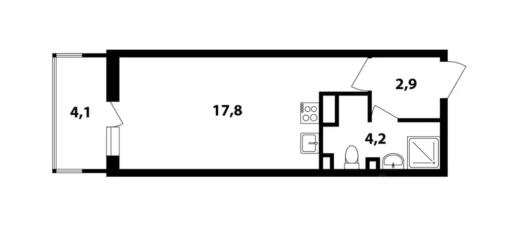 Студия Санкт-Петербург ул. Летчика Лихолетова, 14к2 (25.0 м) - Фото 1