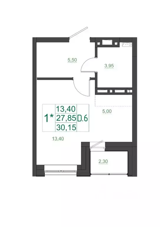 Студия Красноярский край, Красноярск Мясокомбинат мкр, 1 (30.15 м) - Фото 1