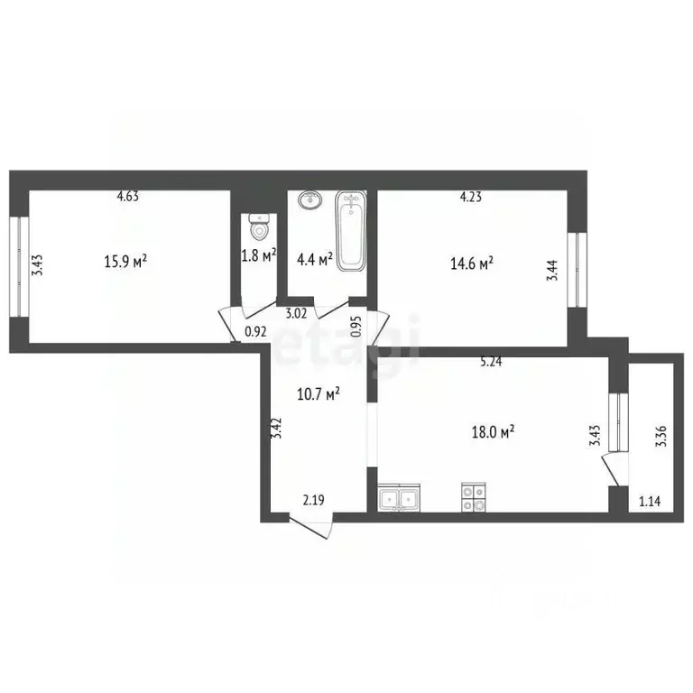 3-к кв. Оренбургская область, Оренбург Салмышская ул., 56 (65.4 м) - Фото 2