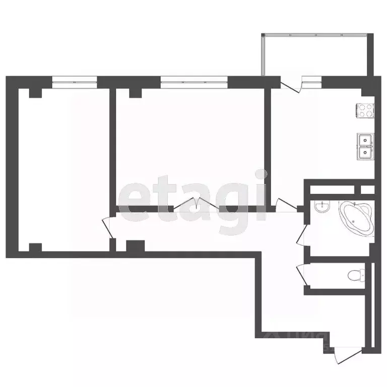 2-к кв. Ростовская область, Ростов-на-Дону Заводская ул., 1/38 (56.0 ... - Фото 2