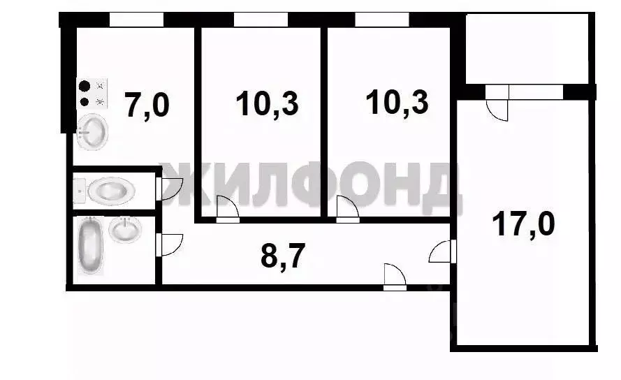 3-к кв. Новосибирская область, Новосибирск Приморская ул., 33 (58.6 м) - Фото 0