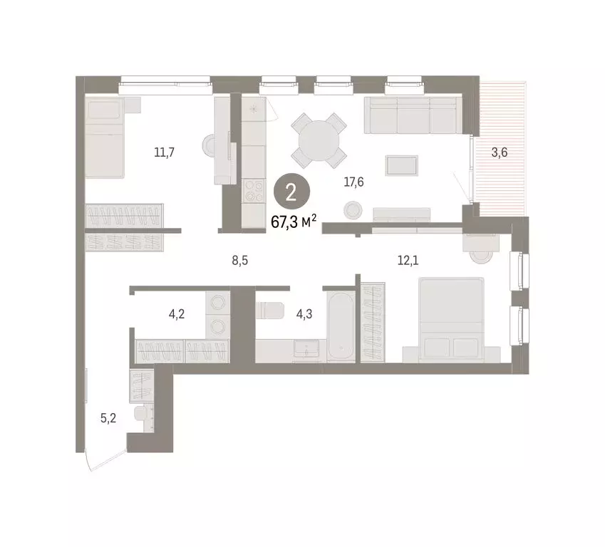 2-комнатная квартира: Челябинская область, Сосновский муниципальный ... - Фото 2