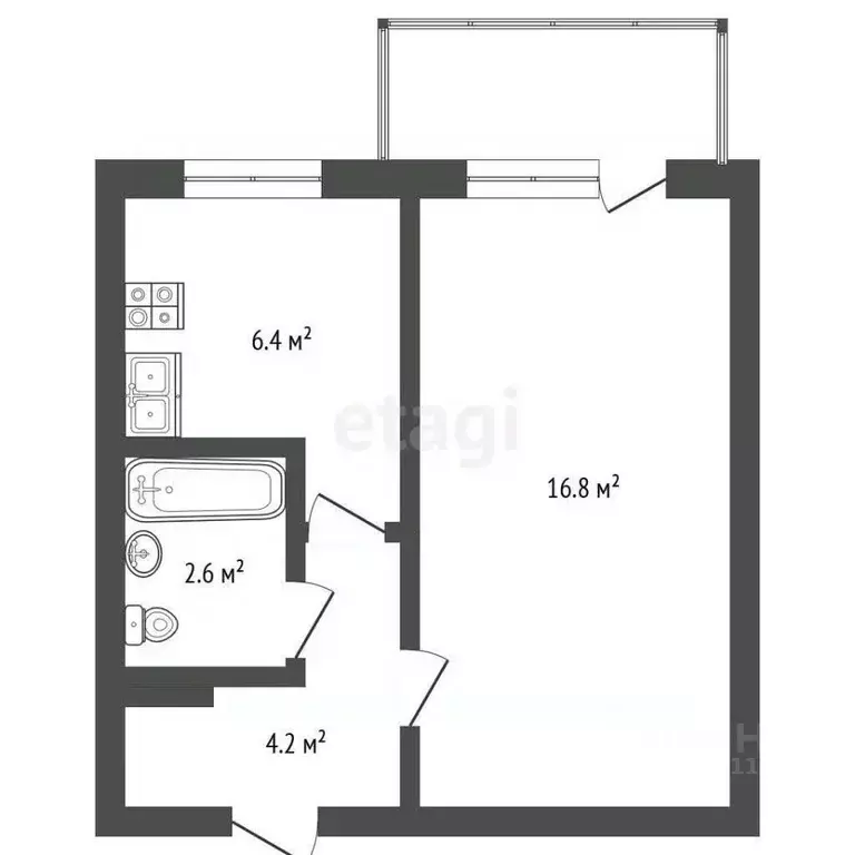 1-к кв. Севастополь ул. Павла Корчагина, 16 (32.0 м) - Фото 2