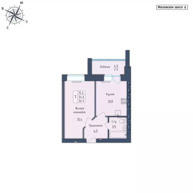 1-к кв. Орловская область, Орел Московское ш., 7Б (36.9 м) - Фото 0