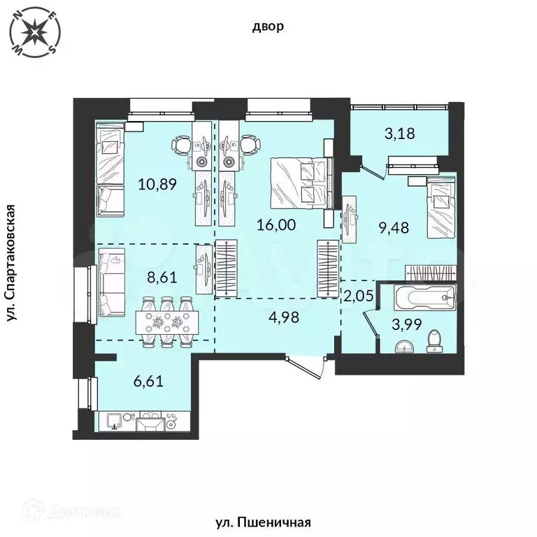 3-к. квартира, 65,8 м, 4/12 эт. - Фото 0