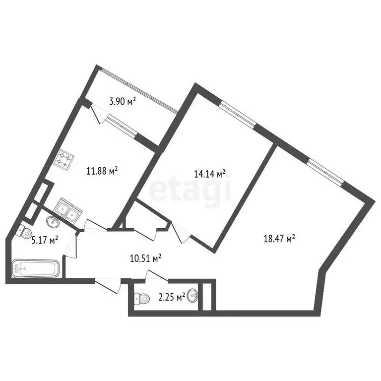 2-комнатная квартира: Санкт-Петербург, Туристская улица, 28к3 (64.3 м) - Фото 1