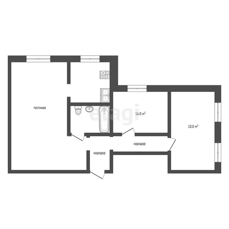3-комнатная квартира: Евпатория, Симферопольская улица, 68 (51.2 м) - Фото 1