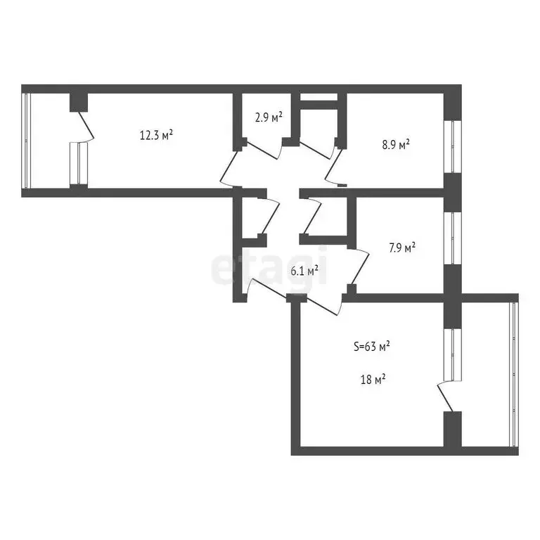 3-комнатная квартира: Кемерово, Московский проспект, 21 (63 м) - Фото 0