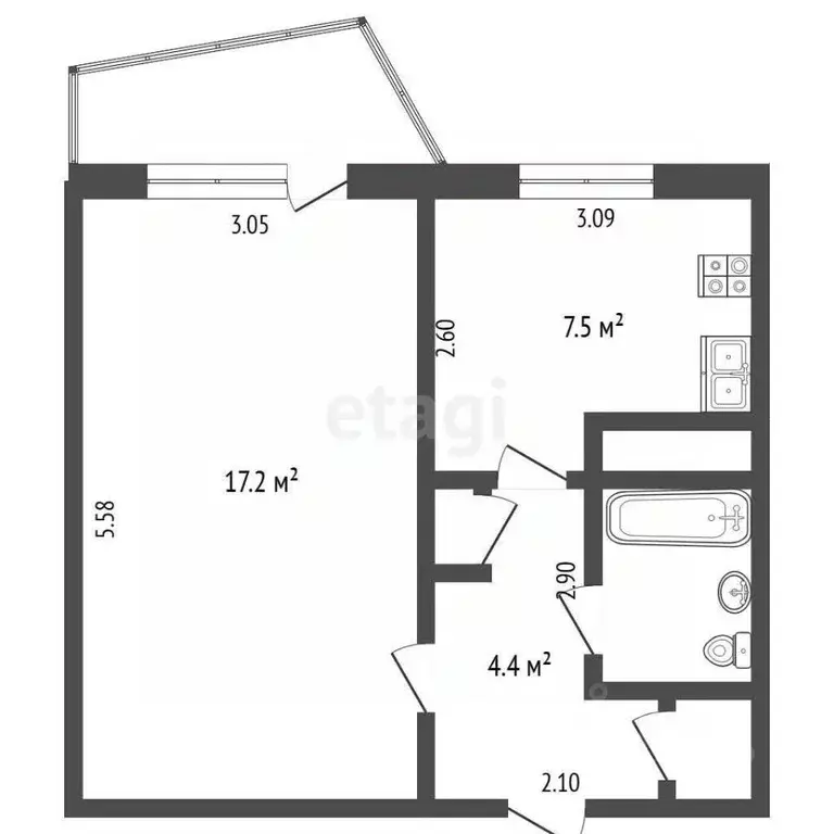 1-к кв. Орловская область, Орел ул. Нормандия-Неман, 93 (33.2 м) - Фото 1