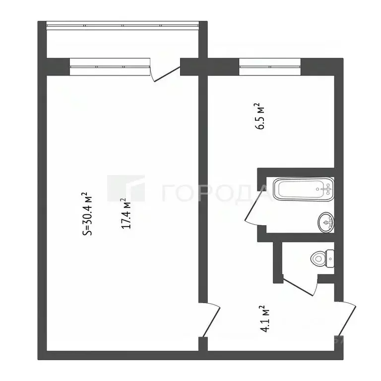 1-к кв. Иркутская область, Саянск Строителей мкр, 15 (33.5 м) - Фото 2