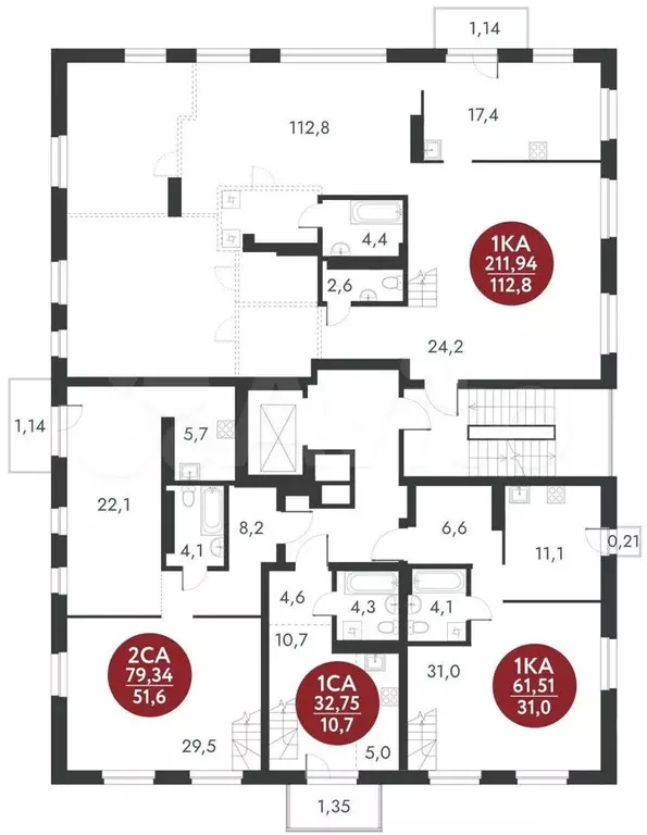 Квартира-студия, 61,5м, 9/10эт. - Фото 1