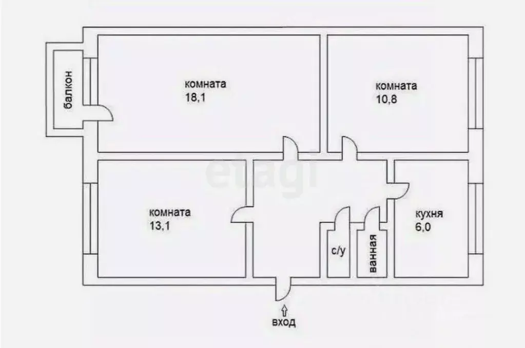 3-к кв. Курганская область, Курган ул. Кирова, 60 (60.2 м) - Фото 2