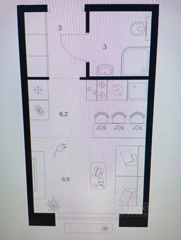 Студия Татарстан, Казань ул. Халитова (21.1 м) - Фото 1