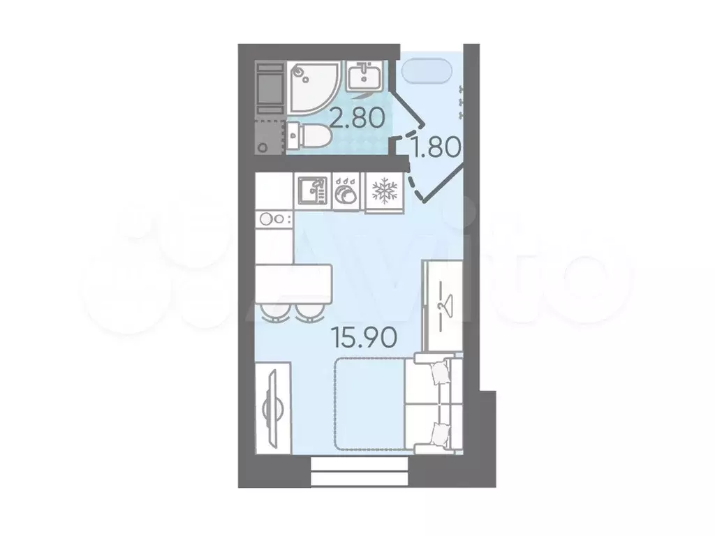 Квартира-студия, 20,6 м, 8/16 эт. - Фото 0
