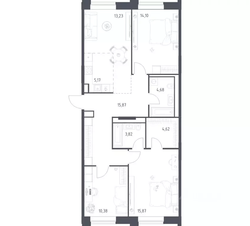 3-к кв. Москва Верейская ул., 43к8 (87.74 м) - Фото 1