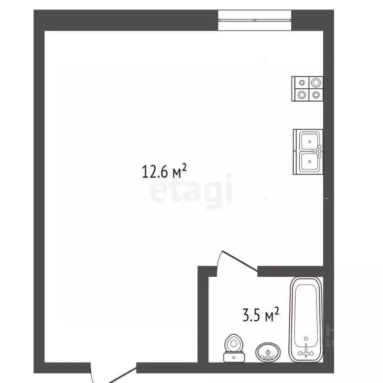 Студия Краснодарский край, Анапа ул. Кати Соловьяновой, 84 (16.1 м) - Фото 2