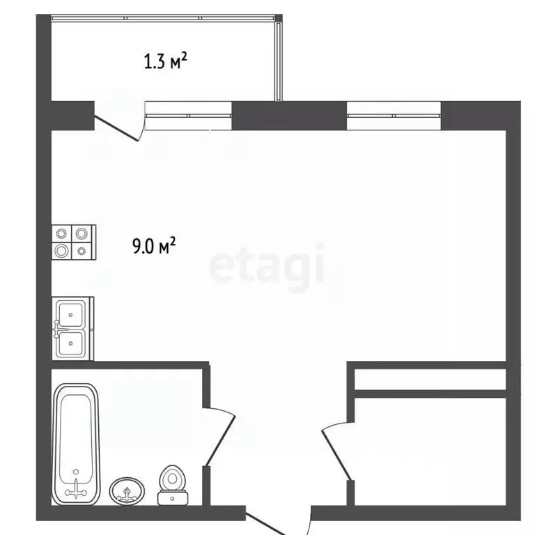 Студия Тамбовская область, Тамбов Заводская ул., 48Б (31.0 м) - Фото 1
