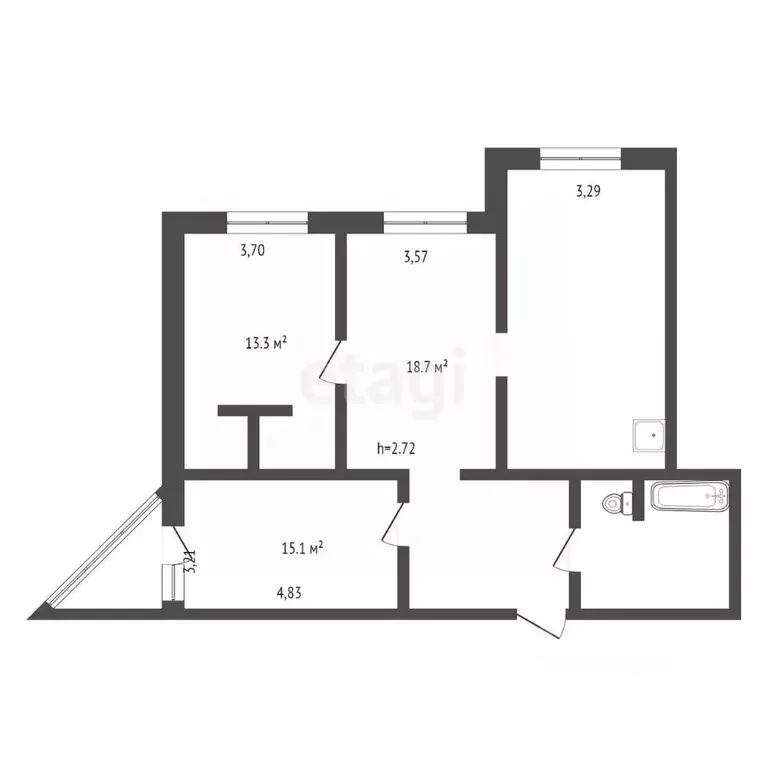 3-к кв. Кемеровская область, Новокузнецк просп. Н.С. Ермакова, 11 ... - Фото 2