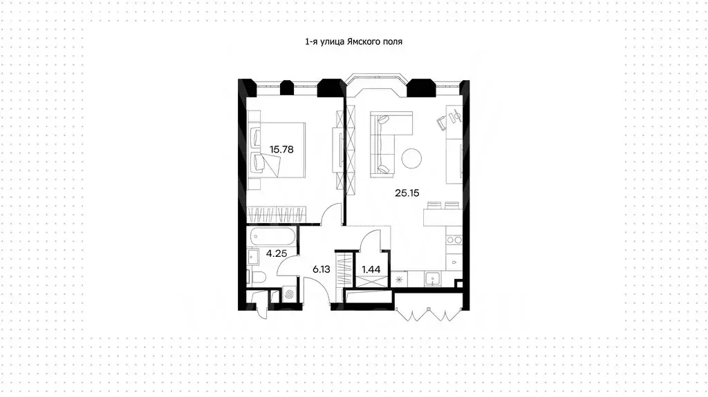 1-комнатная квартира: Москва, 1-я улица Ямского Поля, 26 (53 м) - Фото 1