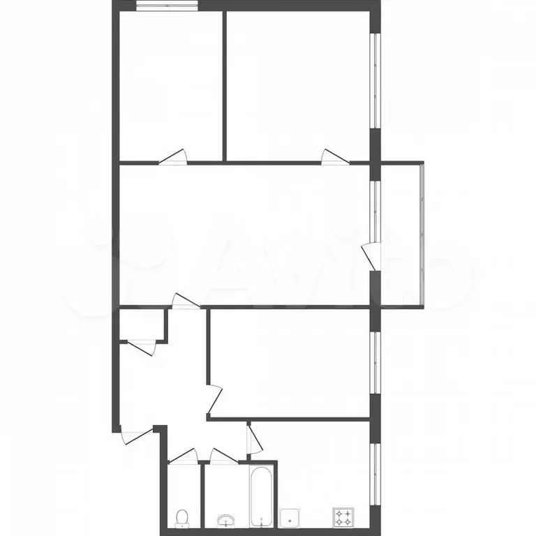 3-к. квартира, 89 м, 1/3 эт. - Фото 0
