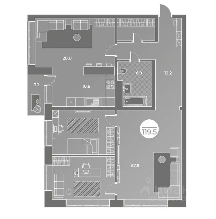 3-к кв. Хакасия, Абакан ул. Генерала Тихонова, 14 (120.8 м) - Фото 1